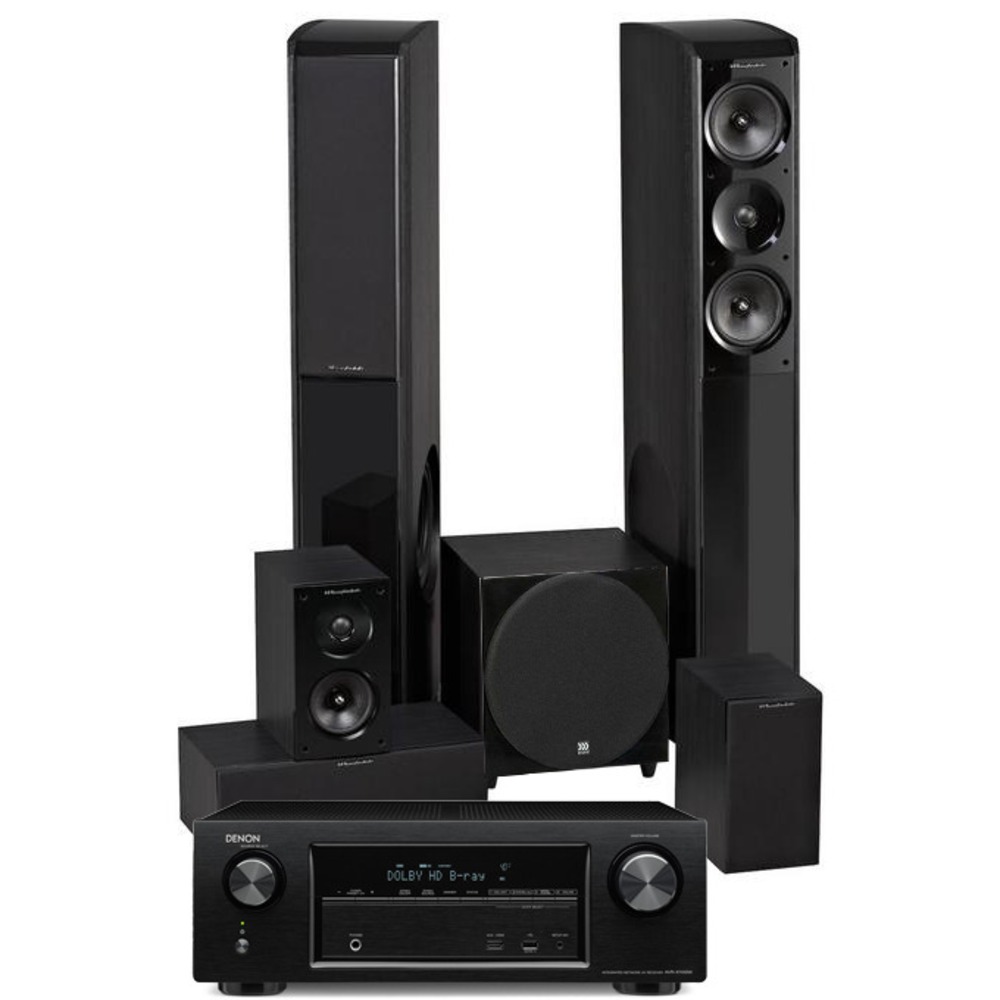 Домашний кинотеатр Denon AVR-X1100W + Wharfedale Obsidian 600 5.0 + Morel Soundsub SUB 8 Piano Black