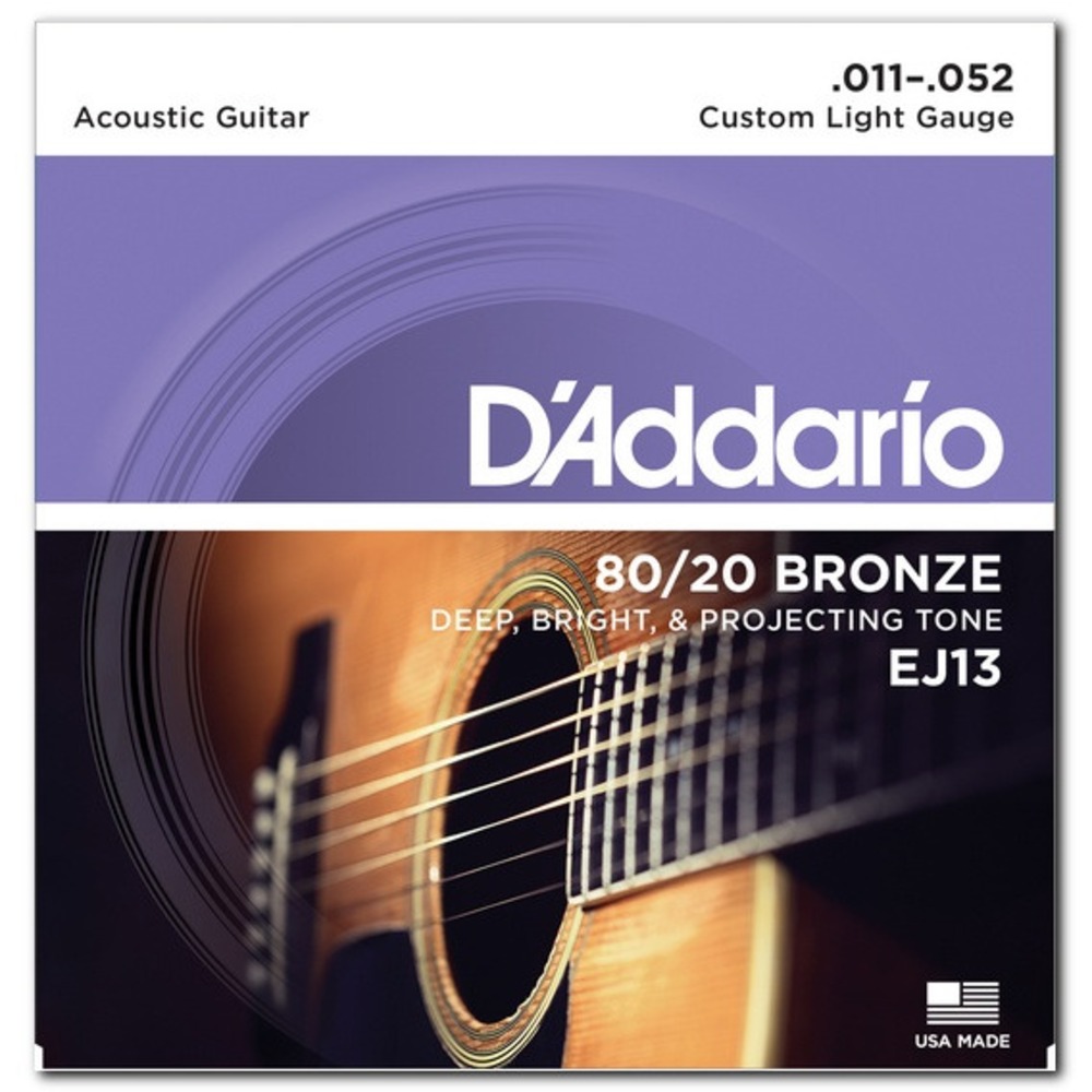 Струны для акустической гитары DAddario EJ13 80/20 BRONZE CUSTOM LIGHT 11-52