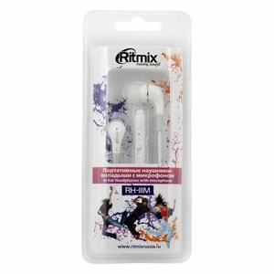 Наушники внутриканальные классические Ritmix RH-111M White