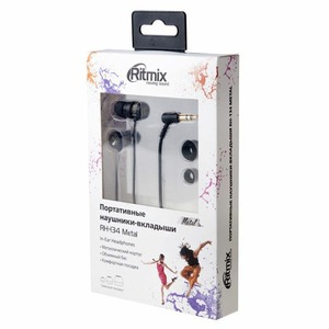 Наушники внутриканальные классические Ritmix RH-134 Metal Black