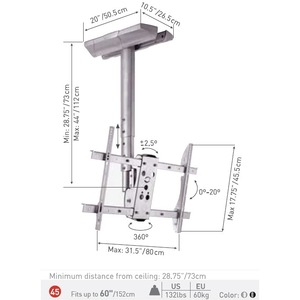 Кронштейн фиксированный Barkan Model 45 Silver