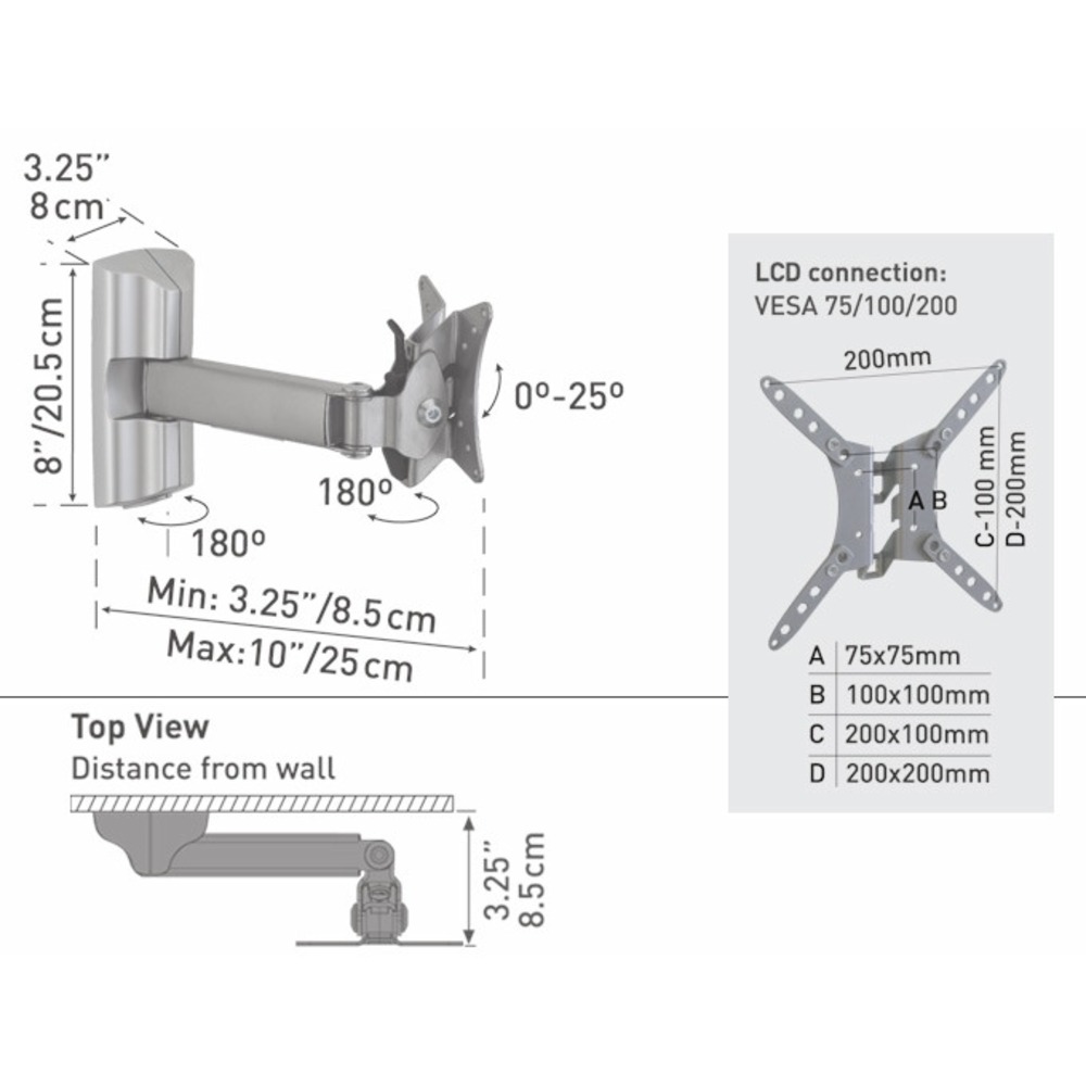 Кронштейн фиксированный Barkan Model 33 C Silver