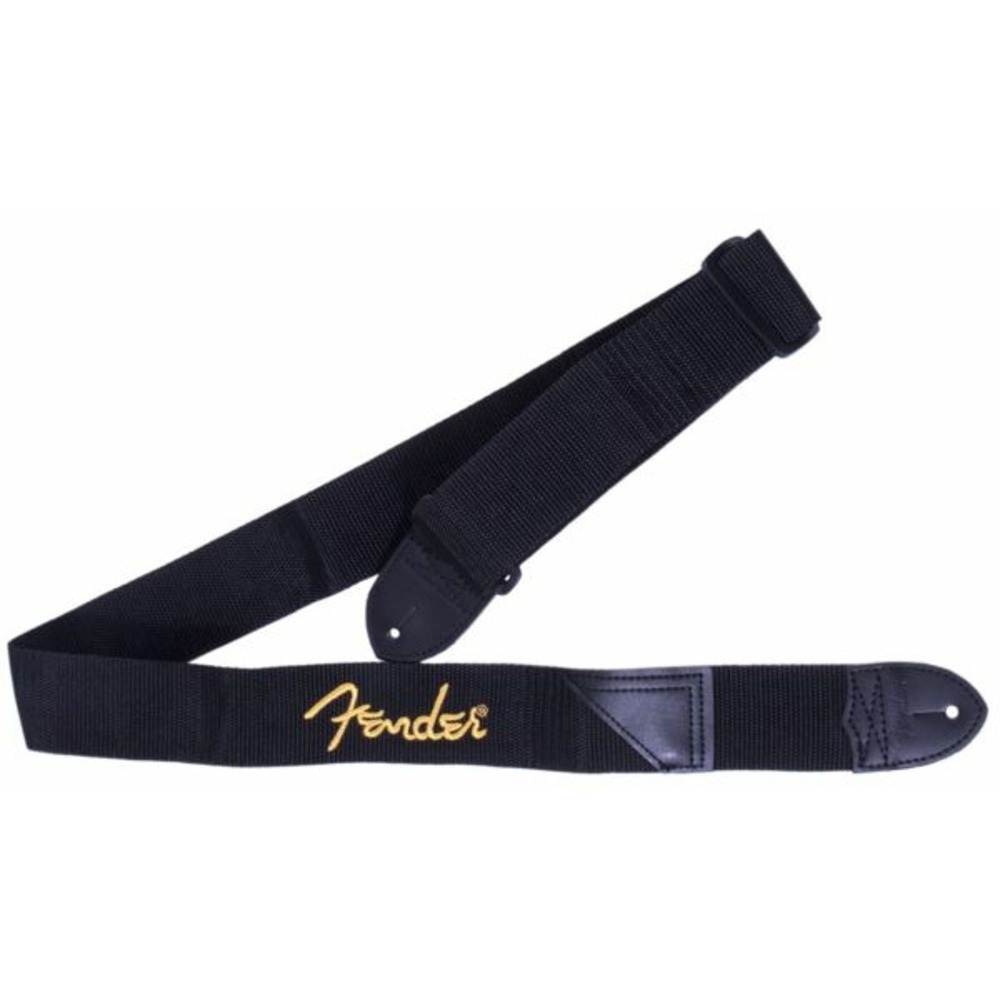 Ремень для гитары Fender Black Strap/Yellow Logo