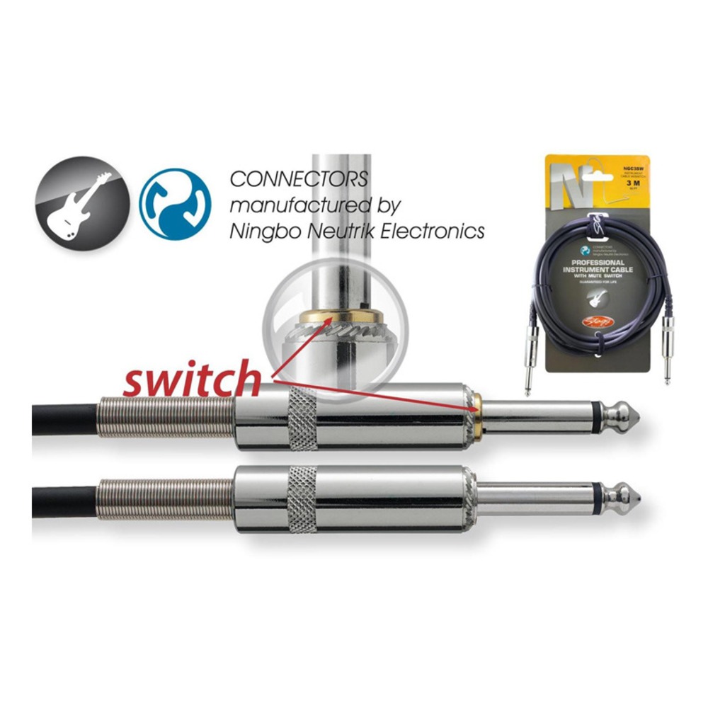 Кабель аудио 1xJack - 1xJack Stagg NGC3SW 3.0m