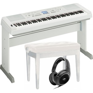 Цифровой синтезатор Yamaha DGX-650W + Vision 5102 White + Sennheiser HD 429
