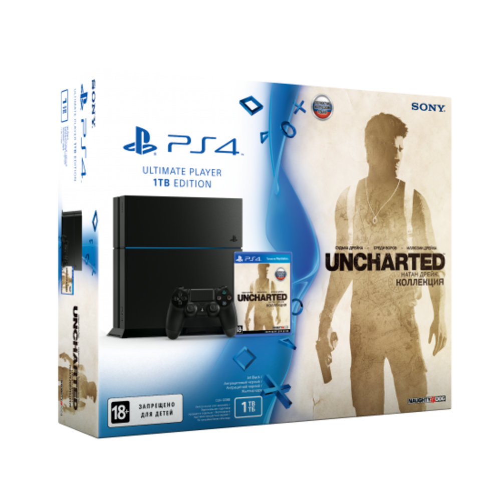 Игровая приставка Sony PlayStation 4 1TB матовая черная + Uncharted
