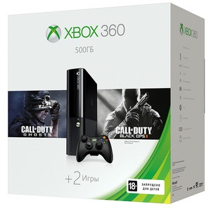 Игровая приставка Microsoft Xbox 360 E 500GB +Call of Duty: Ghosts+Call of Duty: Black Ops 2
