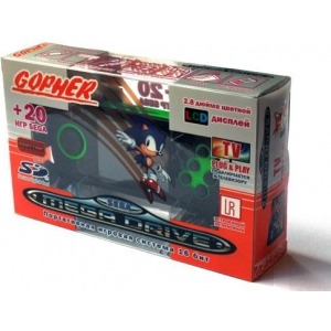 Игровая приставка SEGA Genesis Gopher Wireless LCD 2.8", ИК-порт  + 20 игр (зелёная)