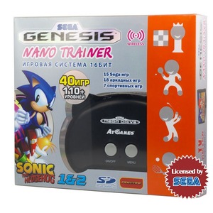 Игровая приставка SEGA Genesis Nano Trainer + 40 игр (геймпад, AV кабель) черный