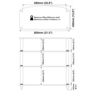 Тумба для ТВ Atacama Europa Reference 8 Shelf Module 135mm Silver