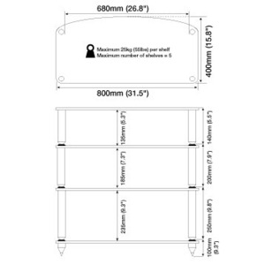 Тумба для ТВ Atacama Europa Reference 8 Shelf Module 185mm Silver