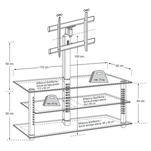 Тумба для ТВ Li Ko Design TV Rack Liko 2 alu polished-clear glass