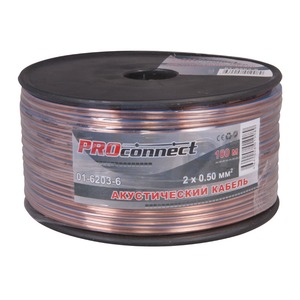 Кабель акустический с катушки двухжильный PROconnect 01-6203-6 2x0.5 мм2 BLUELINE (1 метр)