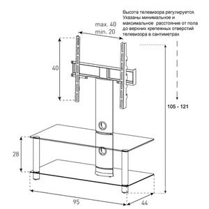 Тумба с ТВ стендом Sonorous NEO 95 C SLV