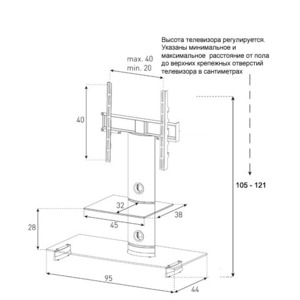 Тумба с ТВ стендом Sonorous PL 2200 B-SLV