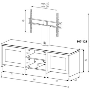 Тумба с ТВ стендом Sonorous LB 2620 B-BLK