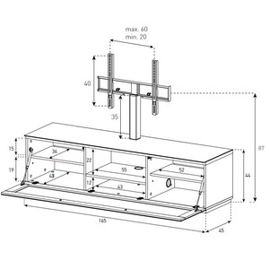 Тумба с ТВ стендом Sonorous ST 161F BLK WNT BS