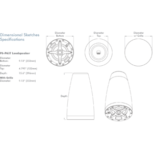 Акустика подвесная трансляционная Sonance PS-P63T Black