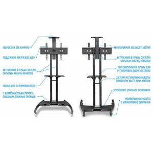 Тумба с ТВ стендом NB AVA1500-60-1P Black