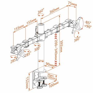 Кронштейн для двух и более дисплеев Kron D221E Black