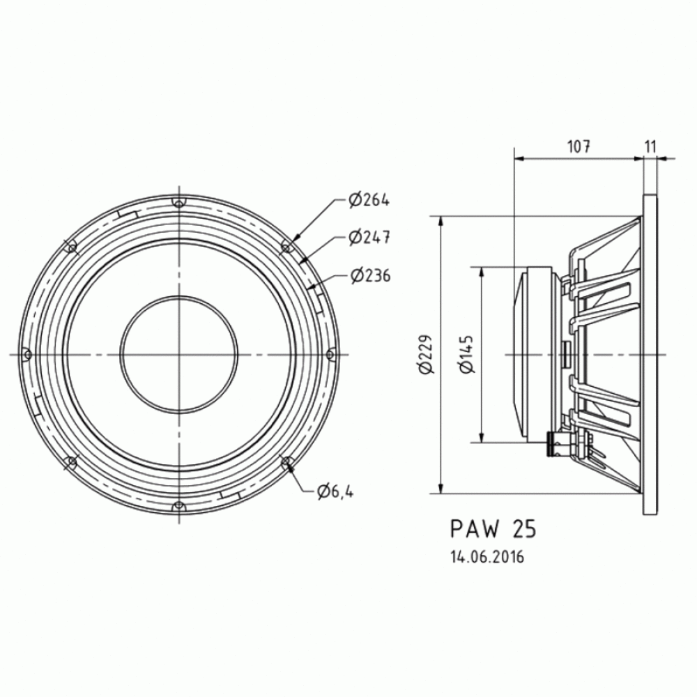 Динамик профессиональный СЧ/НЧ Visaton PAW 25/8