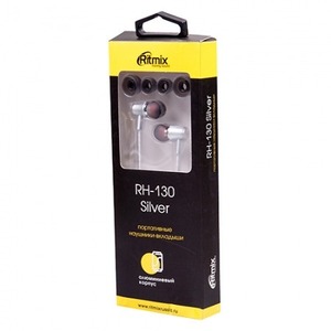 Наушники внутриканальные классические Ritmix RH-130 Silver