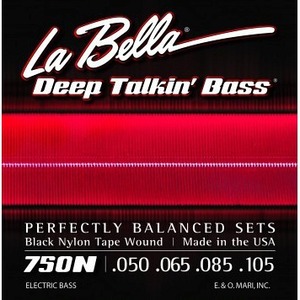 Струны для 5-струнной бас-гитары LA BELLA 750N-B Black Nylon Tape Wound Light 50-135
