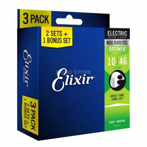 Струны для электрогитары 3 комплекта Elixir 16552 Optiweb
