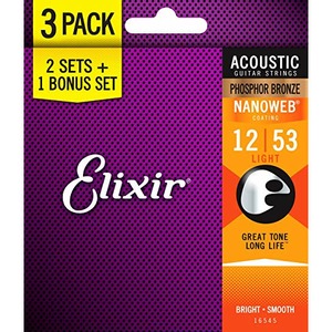 Струны для электрогитары 3 комплекта Elixir 16545 NANOWEB
