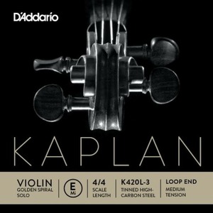 Струна одиночная для скрипки без обмотки, нота Ми (E) DAddario K420L-3 Kaplan Golden Spiral Solo