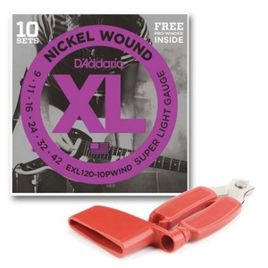 Струны для электрогитары 10 комплектов вертушка для струн в подарок DAddario EXL120-10PWIND
