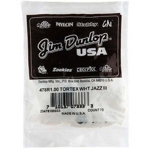 Медиатор DUNLOP 478R1.0 Tortex White Jazz III