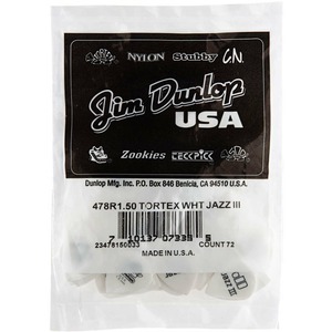 Медиатор DUNLOP 478R1.50 Tortex White Jazz III