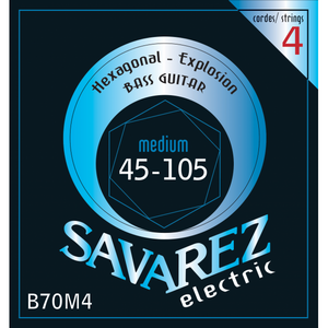Струны для бас-гитары Savarez B70M4 Hexagonal Explosion Medium