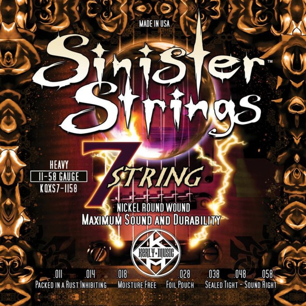Струны для 7-ми струнной электрогитары Kerly Music KQXS7-1158 Sinister 7 Strings Nickel Plated Steel Tempered