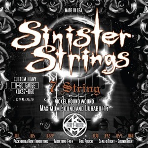 Струны для 7-ми струнной электрогитары Kerly Music KQXS7-1160 Sinister 7 Strings Nickel Plated Steel Tempered