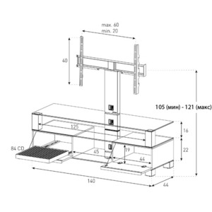 Тумба с ТВ стендом Sonorous MD 8143 B INX WNT