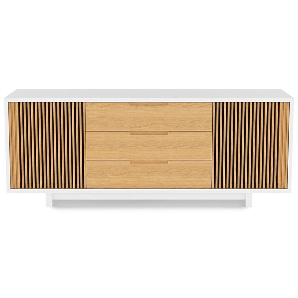 Тумба для ТВ BDI Vertica Satin White&White Oak 8558