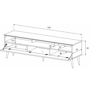 Тумба для ТВ Sonorous VL 1600 BLK BLK RTR