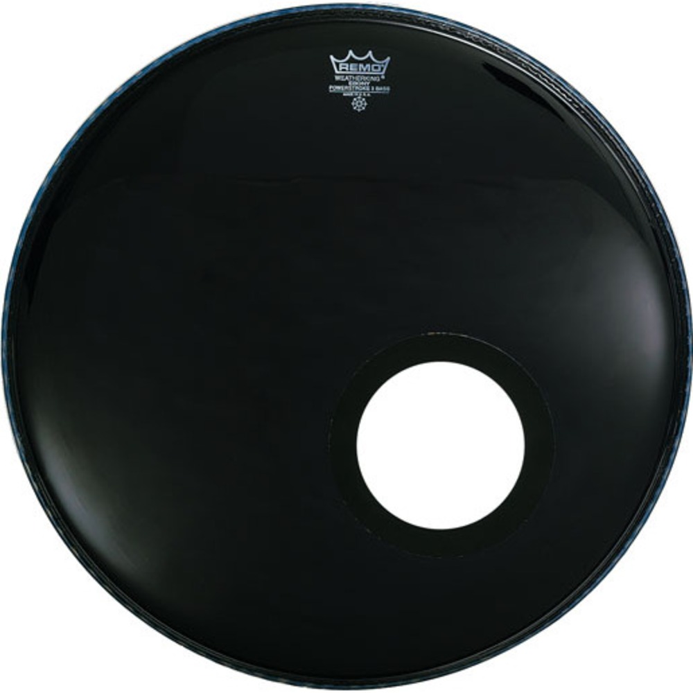 Пластик для барабана REMO P3-1022-ES-DM POWERSTROKE 3 22 EBONY W/Pre-Cut Hole
