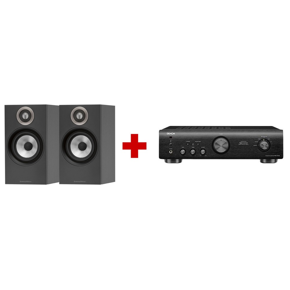 Полочная акустика B&W 607 black + Denon PMA520