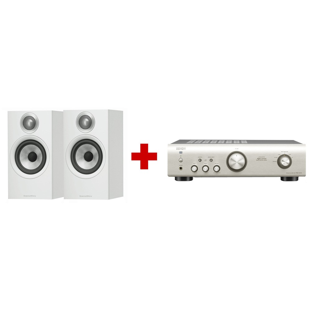 Полочная акустика B&W 607 white + Denon PMA520