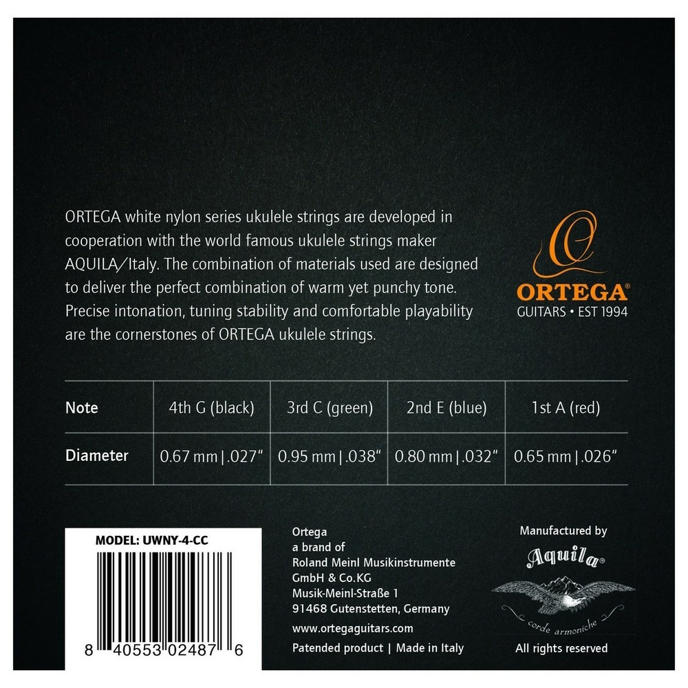 Струны для концертных укулеле Ortega UWNY-4-CC