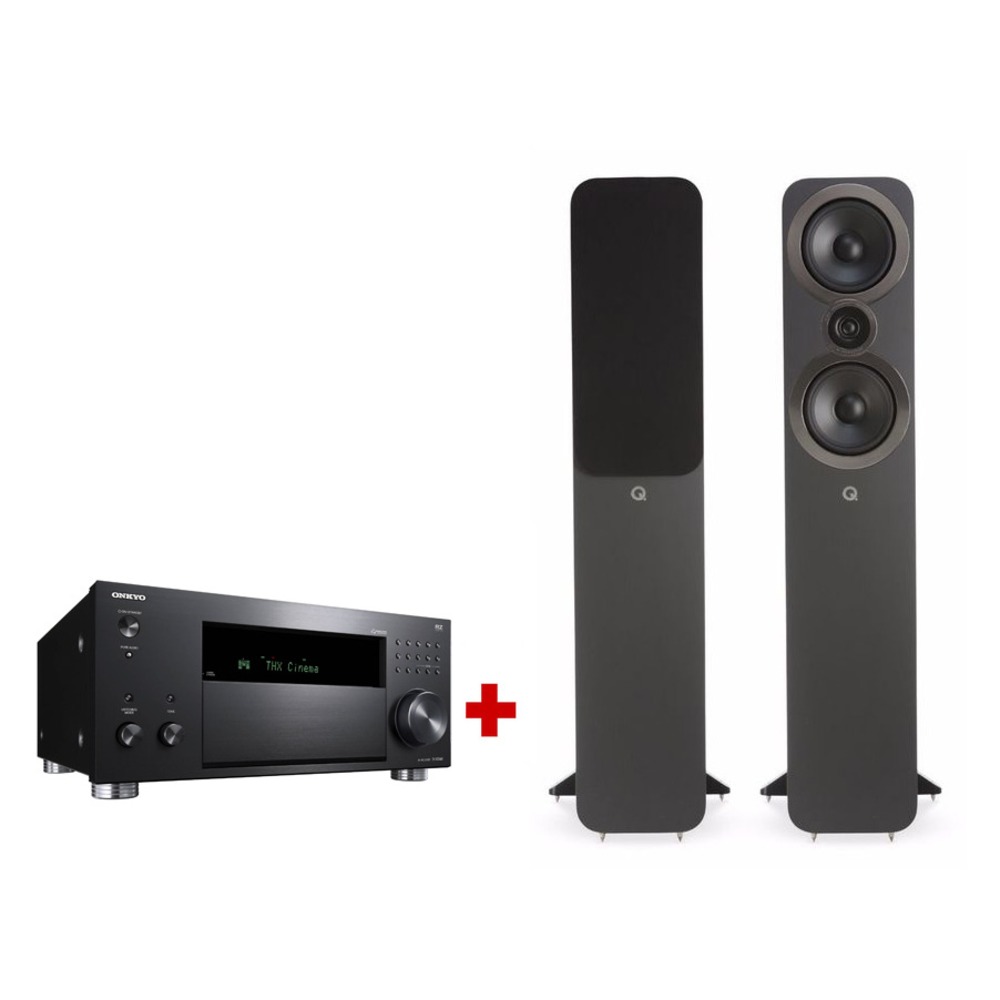 AV ресивер Onkyo TX-RZ840 black + Q Acoustics Q3050i Graphite Grey