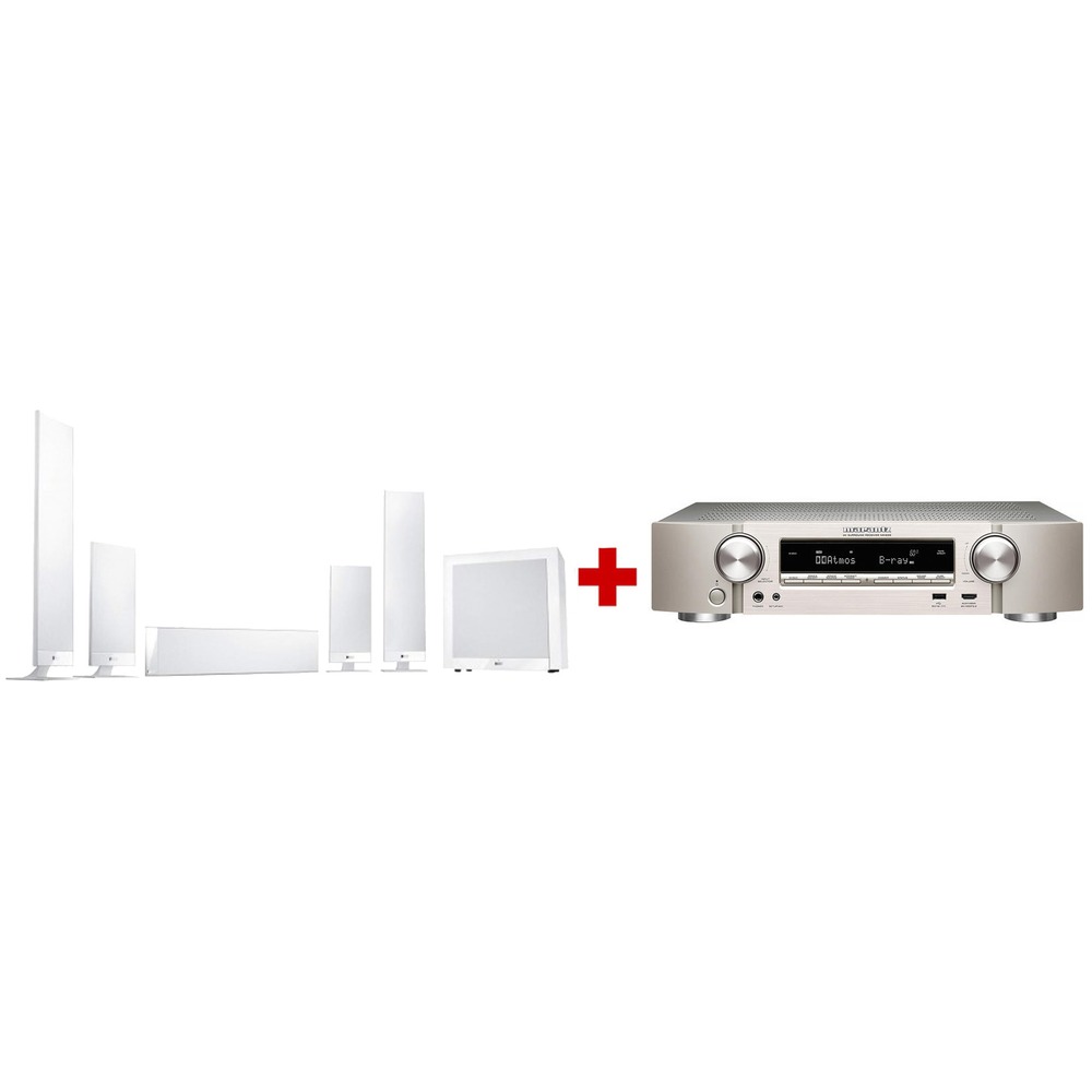 Комплект акустических систем KEF T205 System White + Marantz NR1510 silver gold