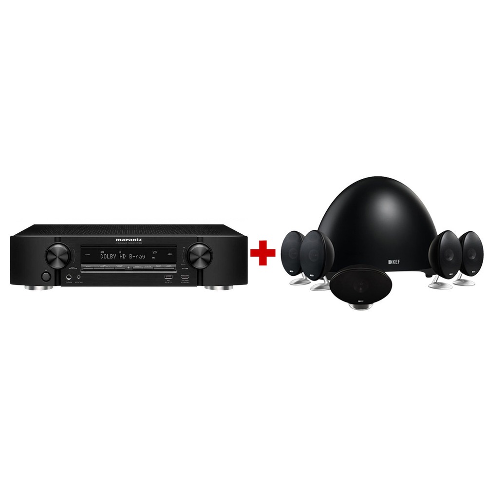Комплект акустических систем KEF E305 Black + Marantz NR1509 Black