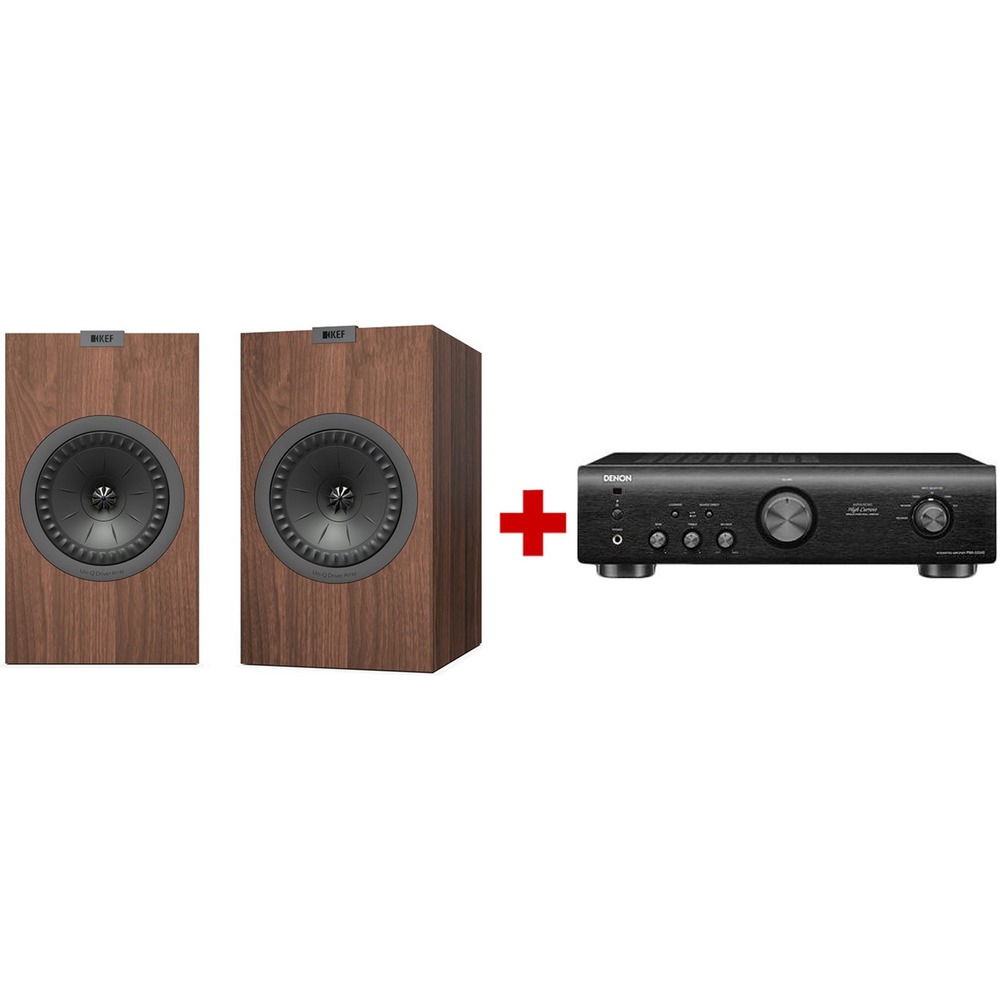 Полочная акустика KEF Q350 Walnut + Denon PMA520