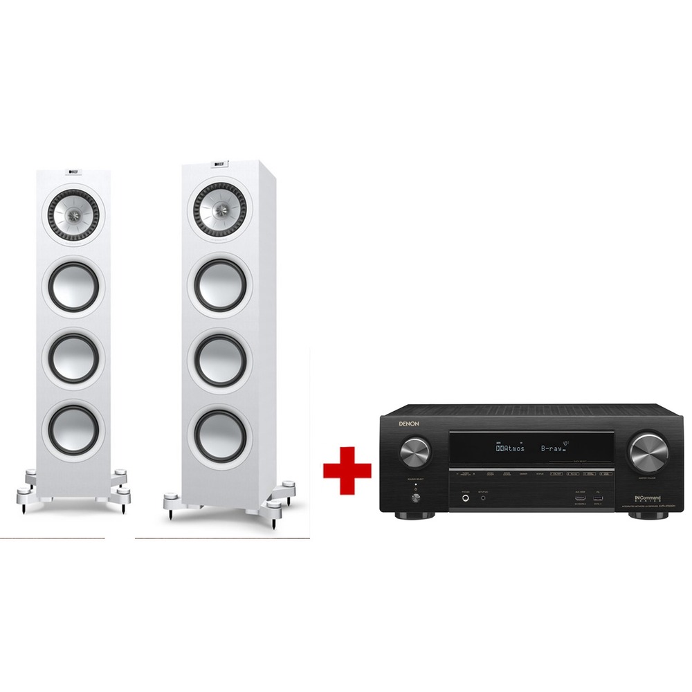 Напольная акустика KEF Q550 White + Denon AVR X1500