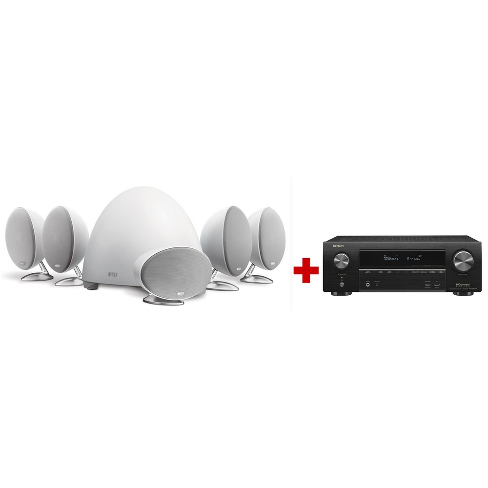 Комплект акустических систем KEF E305 White + Denon AVR X1500