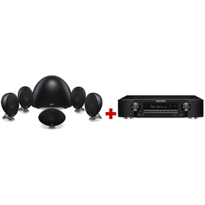 Комплект акустических систем KEF E305 Black + Marantz NR1510 Black
